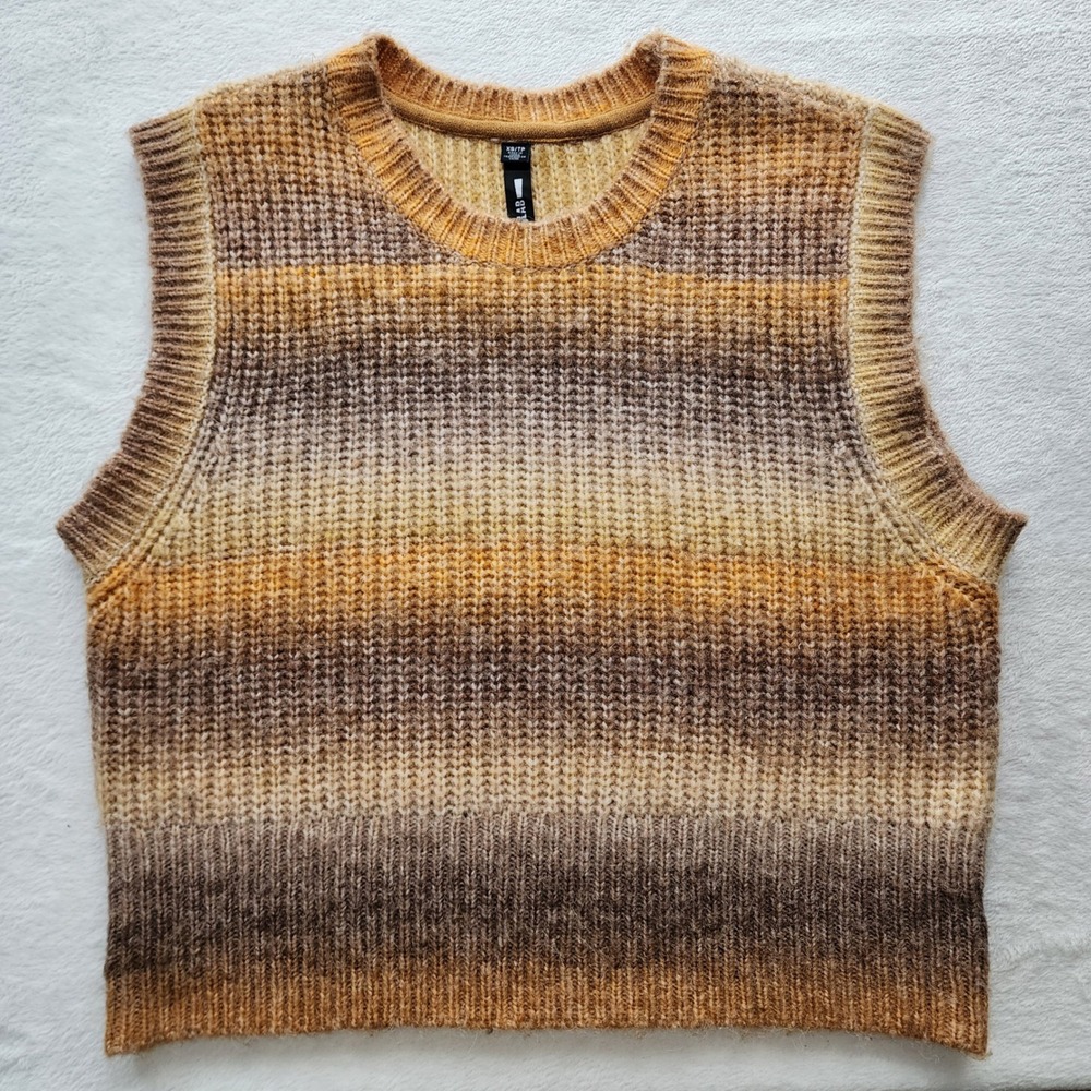 Design Lab Sweater Vest Womens XS Ombre Knit Fall‎ Hipster Boho Earth Tones 70s - Picture 7 of 12